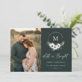 Winter Floral Monogram Wreath Foto (Stehend Vorderseite)