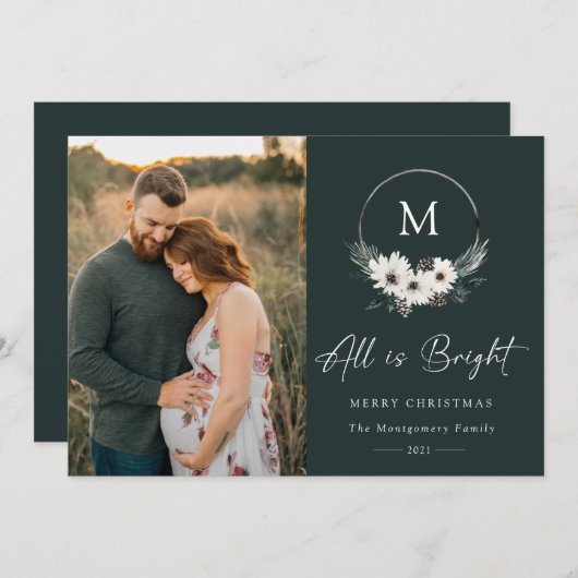 Winter Floral Monogram Wreath Foto (Vorne/Hinten)