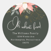 Winter Floral Oh, was Spaß Urlaub Umschlag Aufkleb Runder Aufkleber (Vorderseite)