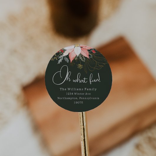 Winter Floral Oh, was Spaß Urlaub Umschlag Aufkleb Runder Aufkleber