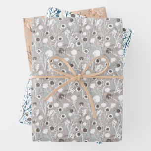 Winter Floral Pattern Geschenkpapier Set