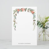Winter floral | Personalisierter Urlaub Briefpapier (Stehend Vorderseite)