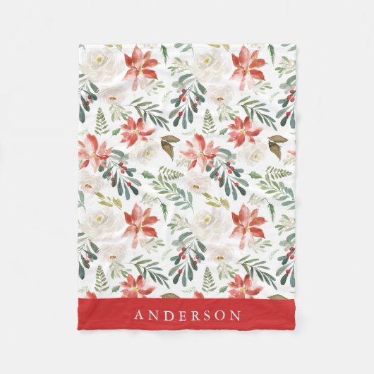 Winter floral | Personalisierter Urlaub Fleecedecke (Vorderseite)