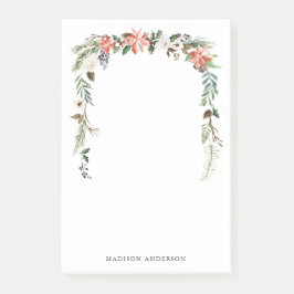 Winter floral | Personalisierter Urlaub Post-it Klebezettel