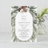 Winter Floral & Pine 2 Hochzeitsfeier Programm (Stehend Vorderseite)
