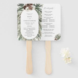 Winter Floral & Pine 2 Hochzeitsprogramm Fächer