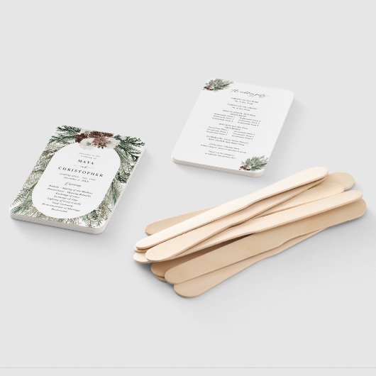 Winter Floral & Pine 2 Hochzeitsprogramm Fächer (Non-assembled)