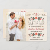 Winter Floral Pine Cone Weihnachten Save the Date (Vorne/Hinten)