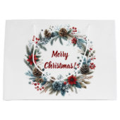 Winter Floral Pine Cones Wreath Große Geschenktüte (Vorderseite)