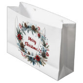 Winter Floral Pine Cones Wreath Große Geschenktüte (Vorderseite Schrägansicht)
