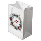 Winter Floral Pine Cones Wreath Mittlere Geschenktüte (Vorderseite Schrägansicht)