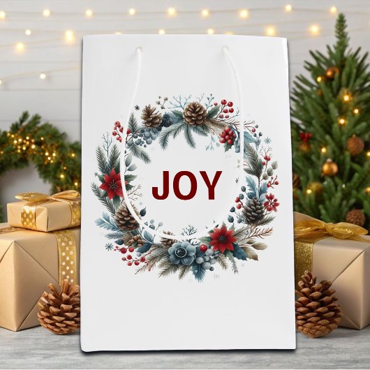 Winter Floral Pine Cones Wreath Mittlere Geschenktüte