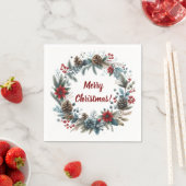 Winter Floral Pine Cones Wreath Serviette (Beispiel)