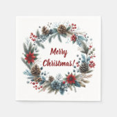 Winter Floral Pine Cones Wreath Serviette (Vorderseite)