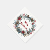 Winter Floral Pine Cones Wreath Serviette (Ecke)