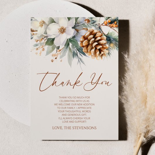 Winter Floral Pine Tree Weihnachtsdusche Dankeskarte