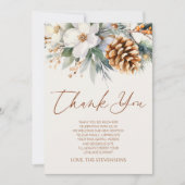 Winter Floral Pine Tree Weihnachtsdusche Dankeskarte (Vorderseite)