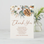 Winter Floral Pine Tree Weihnachtsdusche Dankeskarte (Stehend Vorderseite)