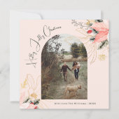 Winter Floral Pink Holly Jolly Weihnachten Ein Fot (Vorderseite)