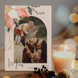 Winter Floral Pink Merry 1 Foto Urlaubskarte Feiertagskarte