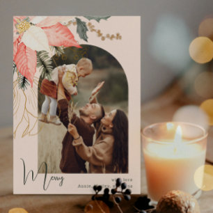 Winter Floral Pink Merry 1 Foto Urlaubskarte Feiertagskarte