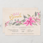 Winter Floral Poinsettia Watercolor Bridal Brunch Einladung (Vorne/Hinten)