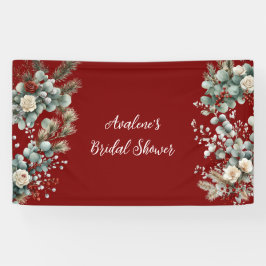 Winter Floral Red White Rose Brautparty Banner