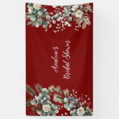 Winter Floral Red White Rose Brautparty Banner (Vertikal)