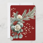 Winter Floral Red White Rose Brunch & Bubbly Einladung (Rückseite)