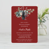 Winter Floral Red White Rose Brunch & Bubbly Einladung (Stehend Vorderseite)