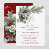 Winter Floral Red White Rose Hochzeitsdusche Einladung (Vorne/Hinten)