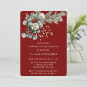 Winter Floral Red White Rose Hochzeitsdusche Einladung (Stehend Vorderseite)