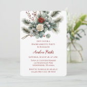 Winter Floral Red White Rose Junggeselinnen-Abschi Einladung (Stehend Vorderseite)