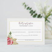 Winter Floral Rose Gold und Silber RSVP Karte (Stehend Vorderseite)