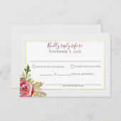 Winter Floral Rose Gold und Silber RSVP Karte (Vorne/Hinten)