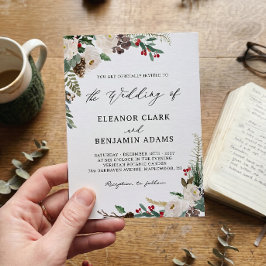 Winter Floral Rustic Charm Wonderland Hochzeit Einladung