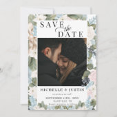 Winter floral | Rustikale Foto-Hochzeit Save The Date (Vorderseite)