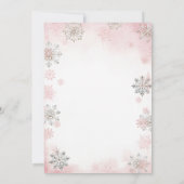 Winter Floral Schneeflocke königliche Fünfheit Geb Einladung (Rückseite)