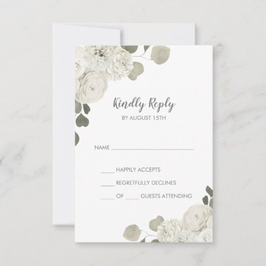 Winter Floral Simple Wedding RSVP Card Karte (Vorderseite)