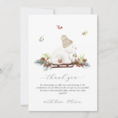 Winter Floral Sleigh Polar Bear Baby Shower Dankeskarte (Vorderseite)