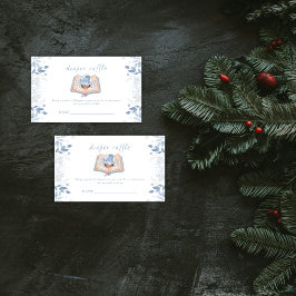 Winter Floral Snowball Diaper Raffle Baby Shower  Begleitkarte