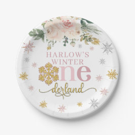Winter Floral Snowflake ONEderland 1. Geburtstag Pappteller