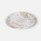 Winter Floral Snowflake ONEderland 1. Geburtstag Pappteller (Schrägansicht)