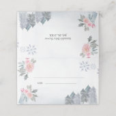 Winter Floral Snowflakes Baby Dusche Platzkarte (Außenseite Aufgefaltet)