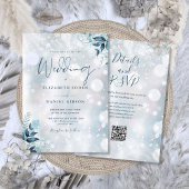 Winter Floral Snowflakes QR Code Hochzeit Einladung