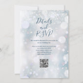 Winter Floral Snowflakes QR Code Hochzeit Einladung (Rückseite)