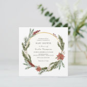 Winter Floral und Greenery Baby Dusche Einladung (Stehend Vorderseite)