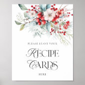 Winter Floral Verlasst hier Ihre Rezept-Karte Poster (Vorne)