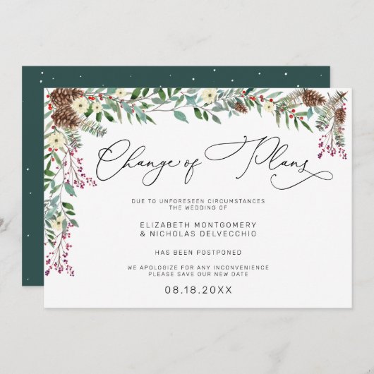 Winter floral | Verspätete Hochzeitsankündigung Einladung (Vorne/Hinten)