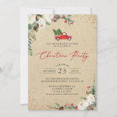 Winter Floral Vintag Truck Weihnachts-Party Einladung (Vorderseite)